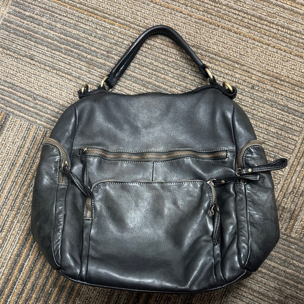 Lusher Quest Black Leather Women's Backpack